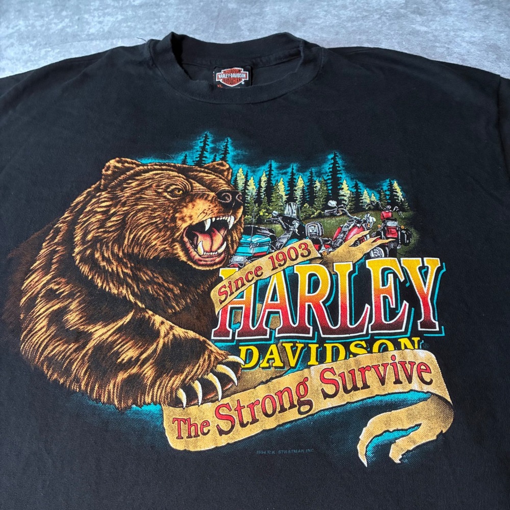 VTG 90s Harley Davidson Only the strong survive Bear T-Shirt XL Single Stitch